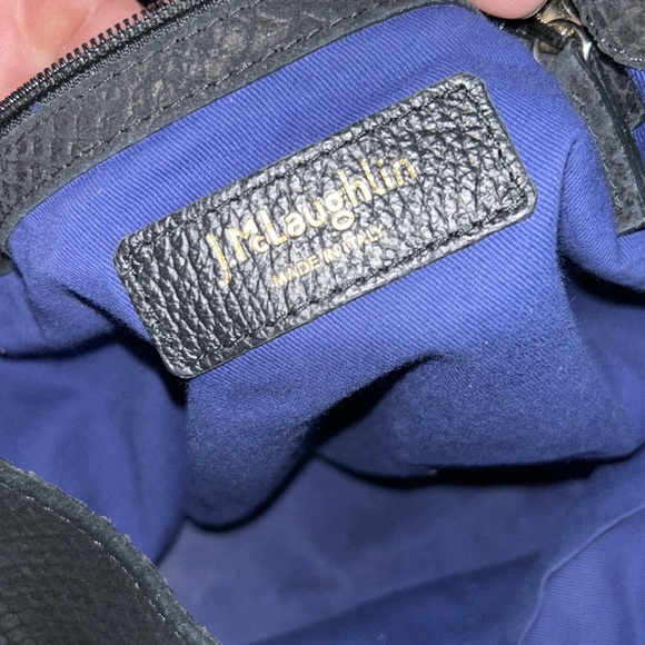 J. McLaughlin Black Suede Tote | Python Embossed | Leather Handles - Picture 8 of 10